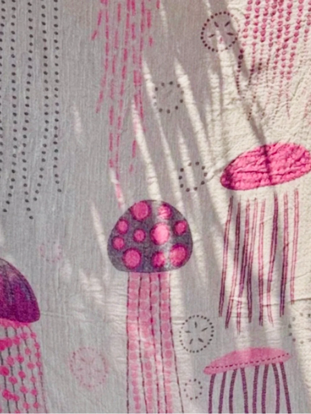 Jellyfish Patterned Throw Tapestry Towel 2 Side Organic Cotton Violet +!Gray NEW